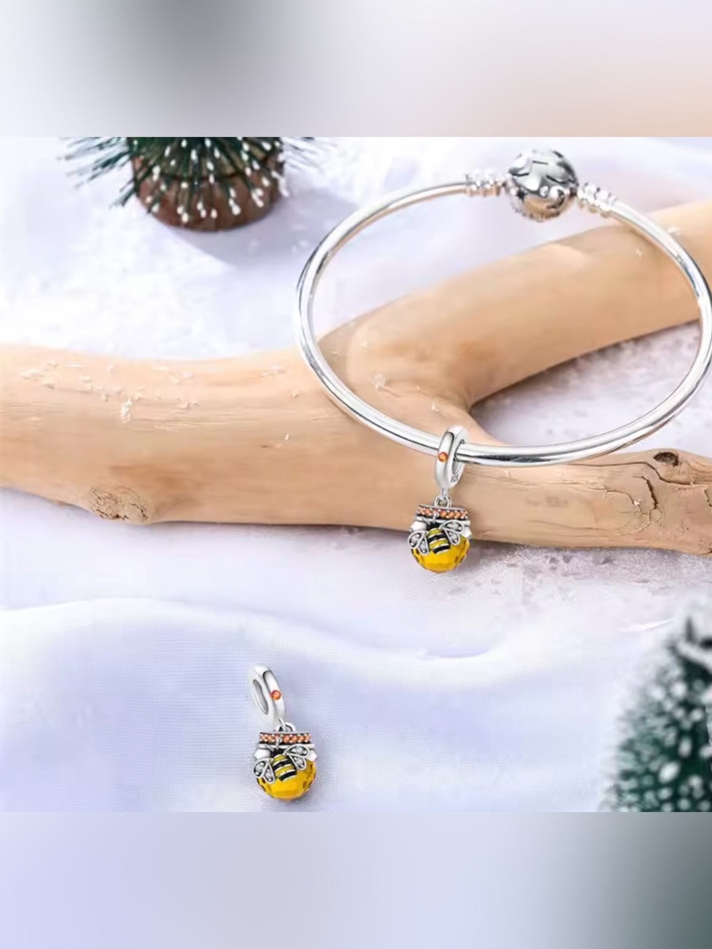 🌟🌟 S925 Sterling Silver Citrine Honeypot Dangle Charm - Picture 3 of 8